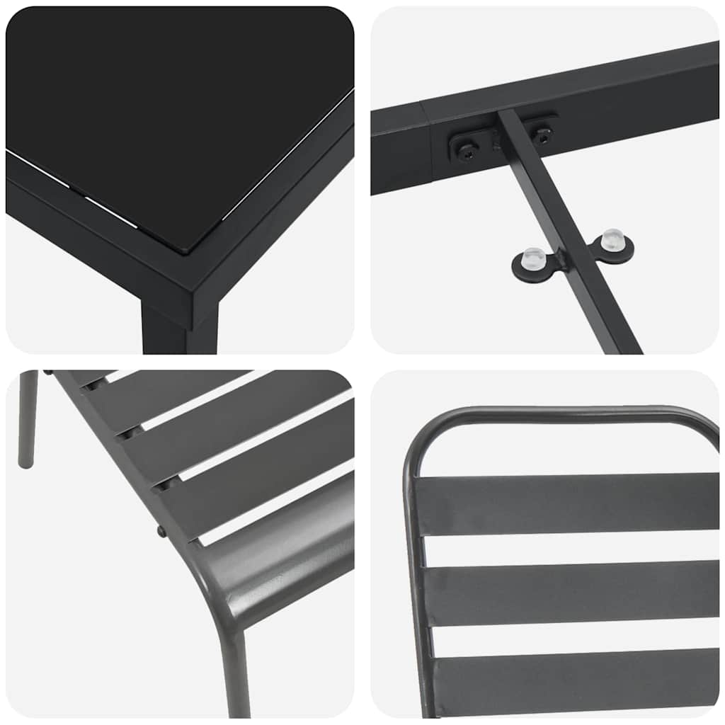 vidaXL Garten Essgruppe 3 pcs Anthrazit Pulverbeschichteter Stahl