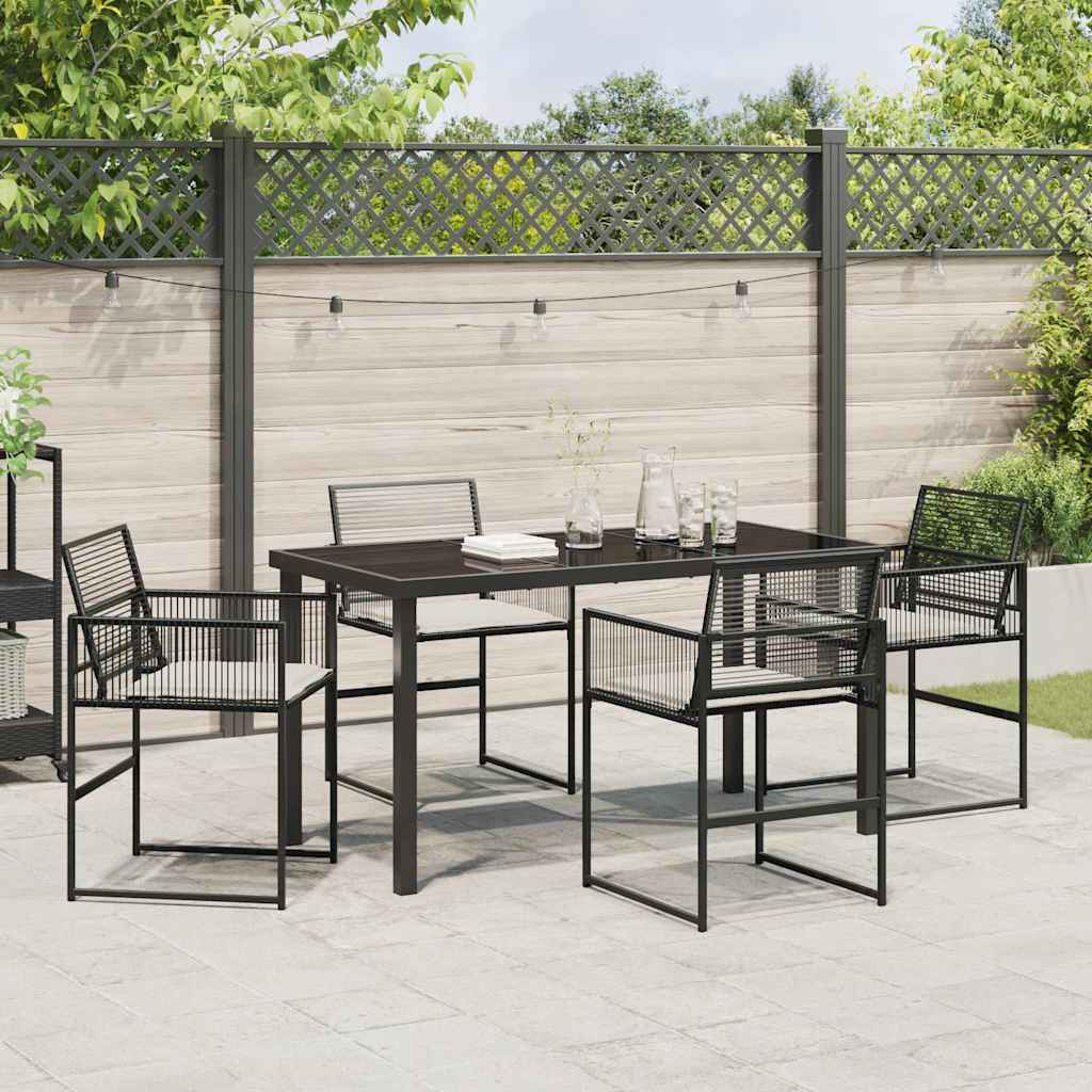 vidaXL Garten Essgruppe 5 pcs Schwarz Pulverbeschichteter Stahl