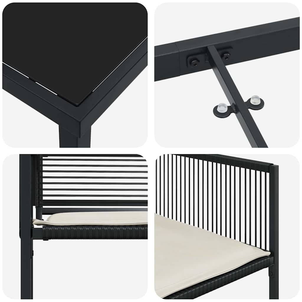 vidaXL Garten Essgruppe 5 pcs Schwarz Pulverbeschichteter Stahl