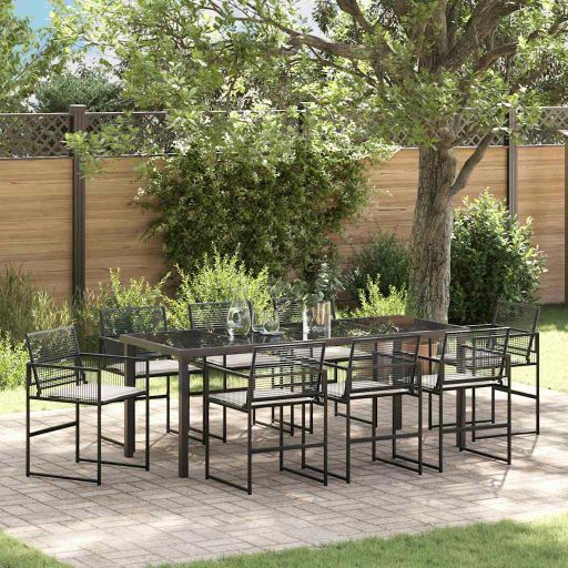 vidaXL Garten Essgruppe 5 pcs Schwarz Pulverbeschichteter Stahl