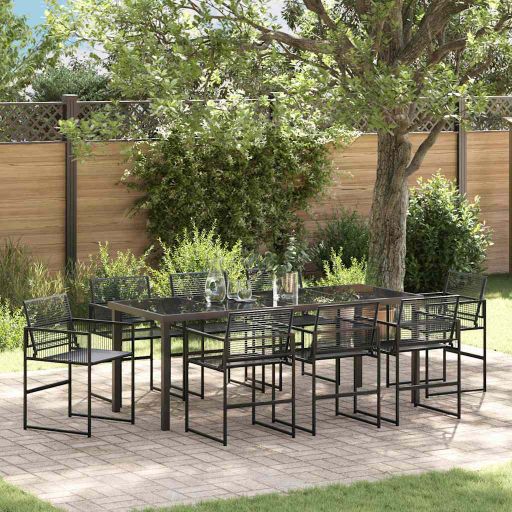 vidaXL Garten Essgruppe 5 pcs Schwarz Pulverbeschichteter Stahl