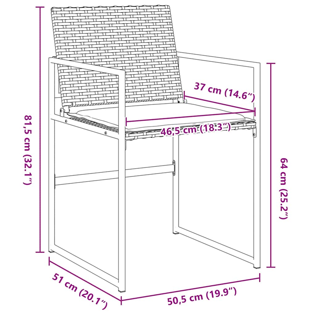 vidaXL Garten Essgruppe 5 pcs Schwarz Pulverbeschichteter Stahl