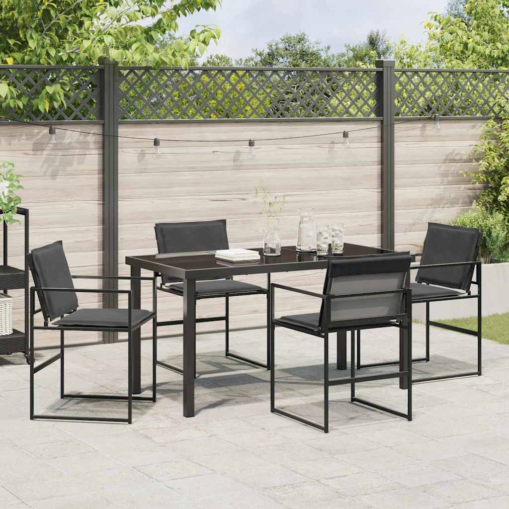 vidaXL Garten Essgruppe 5 pcs Schwarz Textilene und Stahl