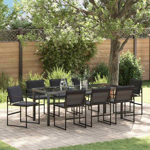 vidaXL Garten Essgruppe 5 pcs Schwarz Textilene und Stahl