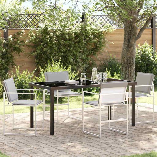 vidaXL Garten Essgruppe 5 pcs Schwarz Textilene und Stahl