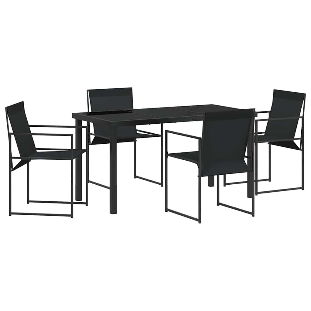 vidaXL Garten Essgruppe 5 pcs Schwarz Pulverbeschichteter Stahl