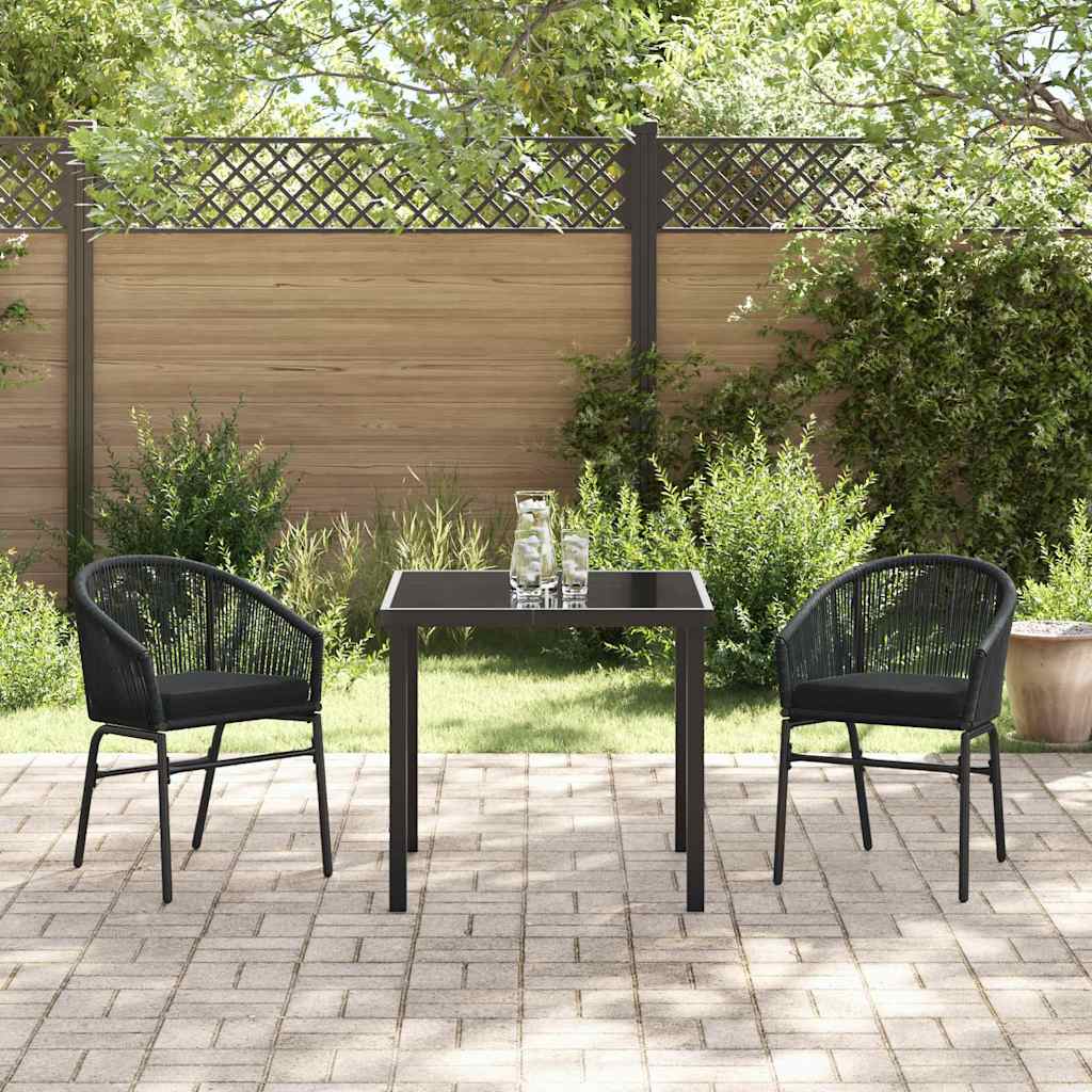 vidaXL Garten Essgruppe 3 pcs Schwarz Pulverbeschichteter Stahl