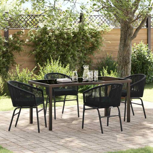 vidaXL Garten Essgruppe 3 pcs Schwarz Pulverbeschichteter Stahl