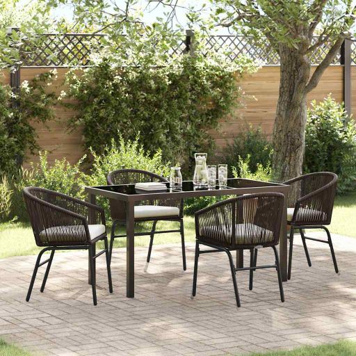 vidaXL Garten Essgruppe 3 pcs Schwarz Pulverbeschichteter Stahl