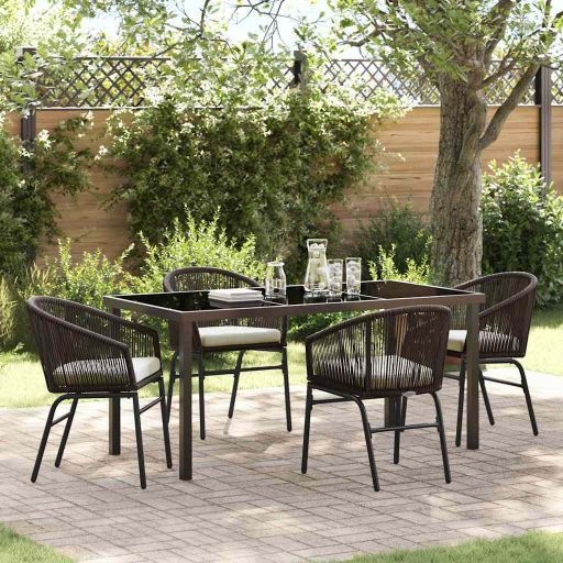 vidaXL Garten Essgruppe 3 pcs Schwarz Pulverbeschichteter Stahl
