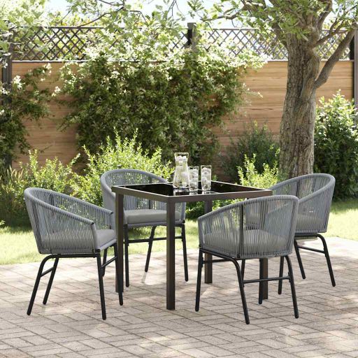 vidaXL Garten Essgruppe 3 pcs Schwarz Pulverbeschichteter Stahl