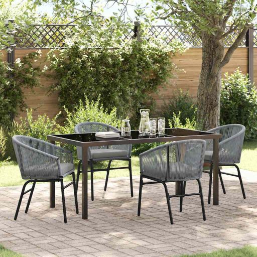 vidaXL Garten Essgruppe 3 pcs Schwarz Pulverbeschichteter Stahl