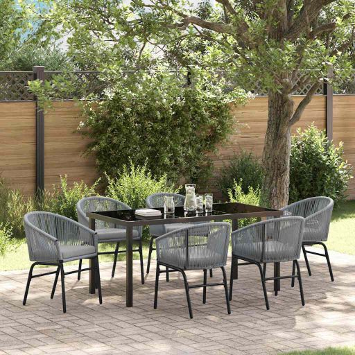 vidaXL Garten Essgruppe 3 pcs Schwarz Pulverbeschichteter Stahl