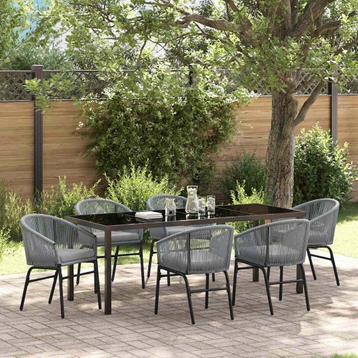 vidaXL Garten Essgruppe 3 pcs Schwarz Pulverbeschichteter Stahl