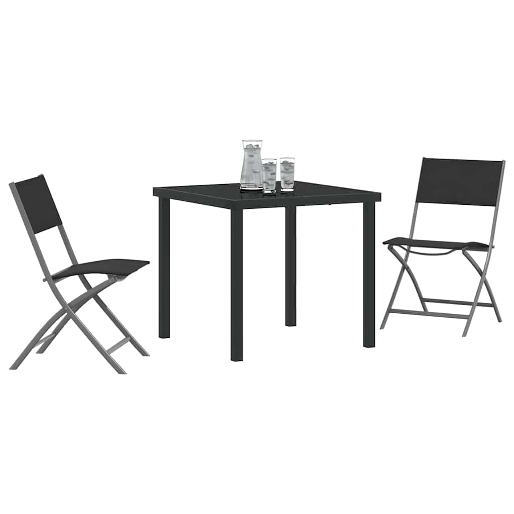vidaXL Garten Essgruppe 3 pcs Schwarz Pulverbeschichteter Stahl