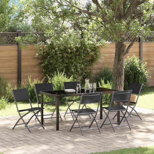 vidaXL Garten Essgruppe 3 pcs Schwarz Pulverbeschichteter Stahl