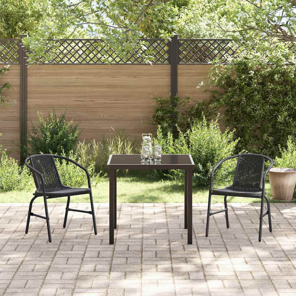 vidaXL Garten Essgruppe 3 pcs Schwarz Pulverbeschichteter Stahl