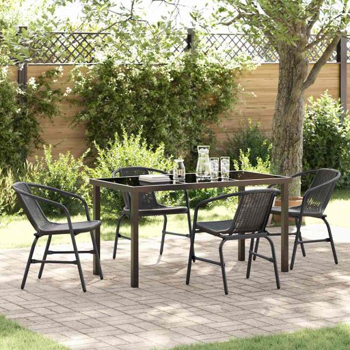 vidaXL Garten Essgruppe 3 pcs Schwarz Pulverbeschichteter Stahl