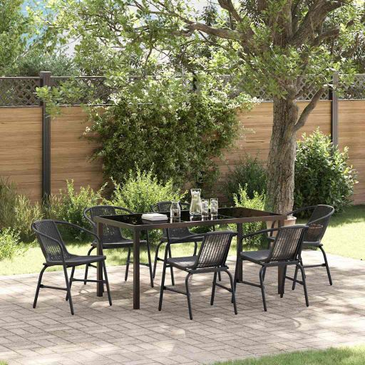 vidaXL Garten Essgruppe 3 pcs Schwarz Pulverbeschichteter Stahl