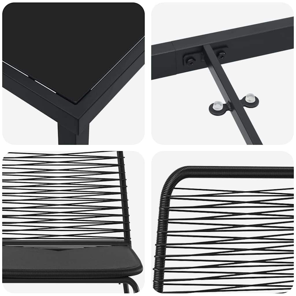 vidaXL Garten Essgruppe 3 pcs Schwarz Pulverbeschichteter Stahl