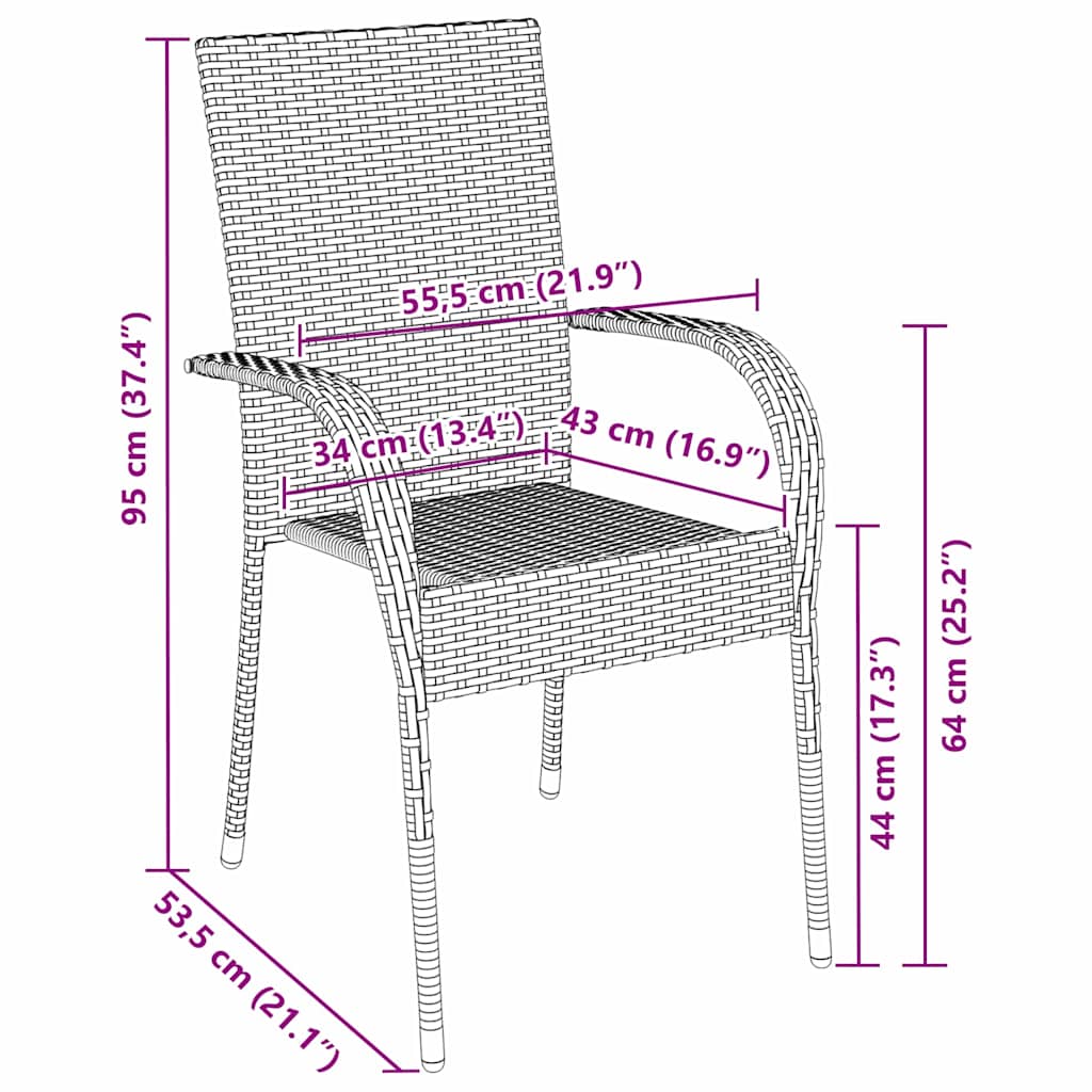vidaXL Garten Essgruppe 3 pcs Braun Pulverbeschichteter Stahl
