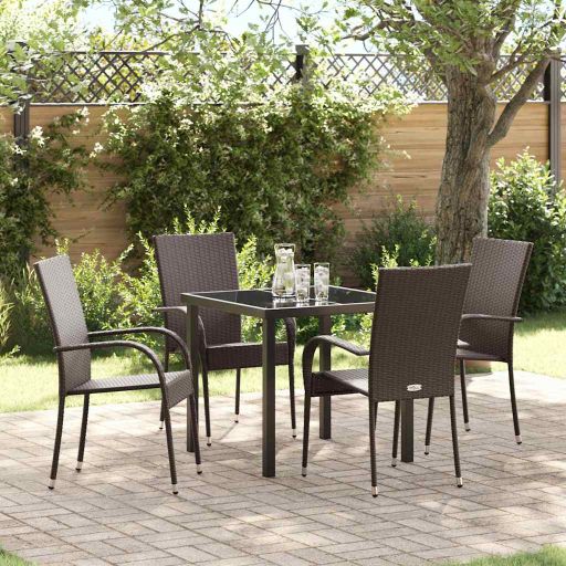 vidaXL Garten Essgruppe 3 pcs Braun Pulverbeschichteter Stahl
