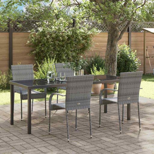vidaXL Garten Essgruppe 3 pcs Braun Pulverbeschichteter Stahl