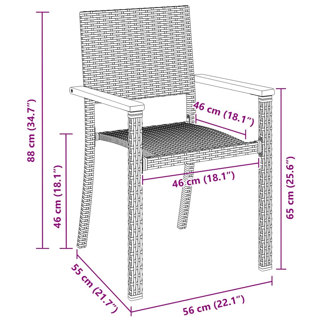 vidaXL Garten Essgruppe 3 pcs Schwarz Pulverbeschichteter Stahl