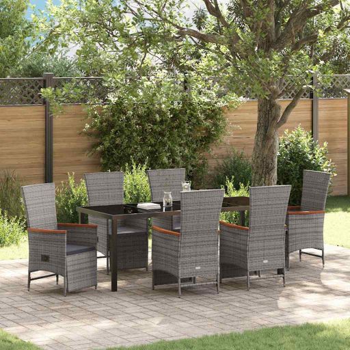 vidaXL Garten Essgruppe mit Kissen 3 pcs Grau Poly Rattan