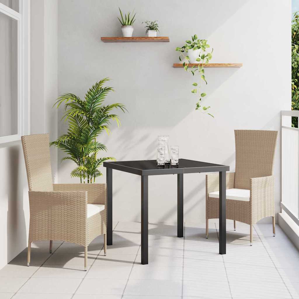 vidaXL Garten Essgruppe mit Kissen 3 pcs Beige Poly-Rattan