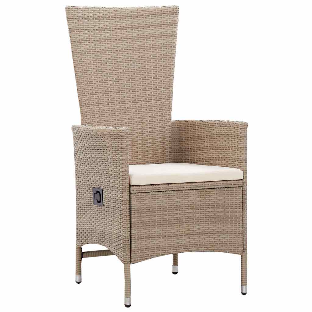 vidaXL Garten Essgruppe mit Kissen 3 pcs Beige Poly-Rattan