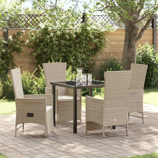 vidaXL Garten Essgruppe mit Kissen 3 pcs Beige Poly-Rattan