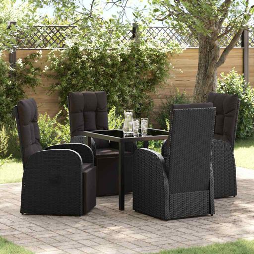 vidaXL Garten Essgruppe mit Kissen 3 pcs Schwarz Poly-Rattan