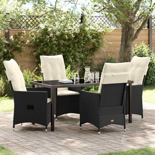vidaXL Garten Essgruppe mit Kissen 3 pcs Schwarz Poly Rattan