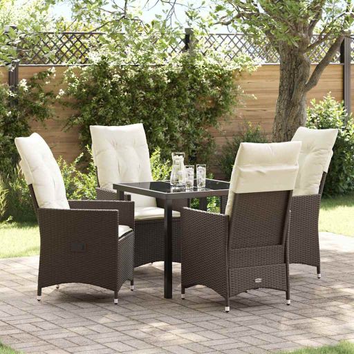 vidaXL Garten Essgruppe mit Kissen 3 pcs Schwarz Poly Rattan