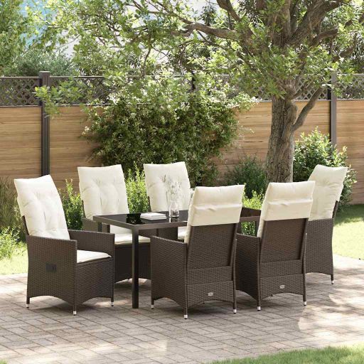 vidaXL Garten Essgruppe mit Kissen 3 pcs Schwarz Poly Rattan