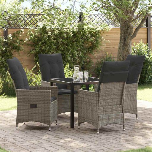 vidaXL Garten Essgruppe mit Kissen 3 pcs Schwarz Poly Rattan