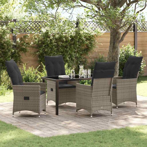 vidaXL Garten Essgruppe mit Kissen 3 pcs Schwarz Poly Rattan