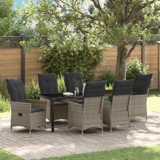 vidaXL Garten Essgruppe mit Kissen 3 pcs Schwarz Poly Rattan