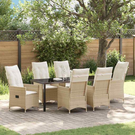 vidaXL Garten Essgruppe mit Kissen 3 pcs Schwarz Poly Rattan