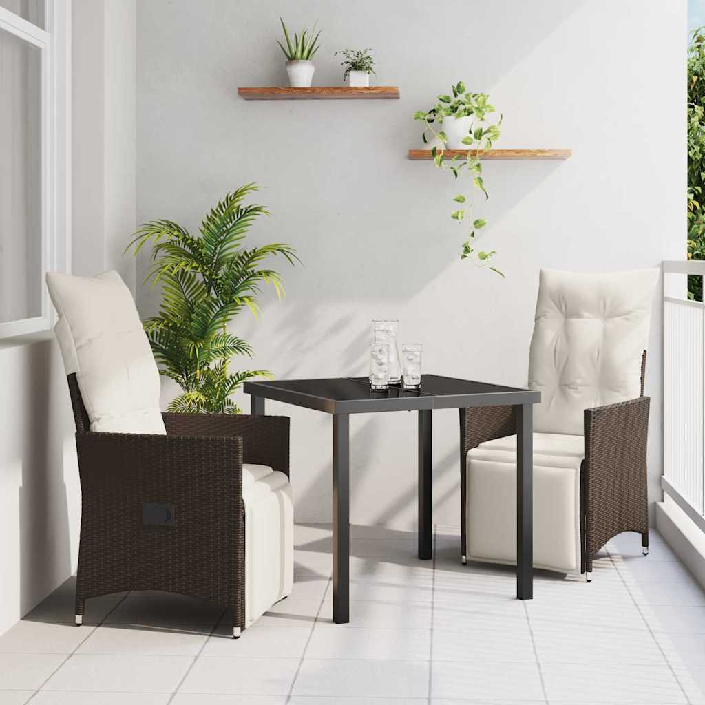 vidaXL Garten Essgruppe mit Kissen 3 pcs Schwarz Poly Rattan