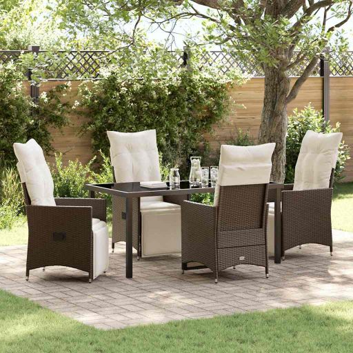 vidaXL Garten Essgruppe mit Kissen 3 pcs Schwarz Poly Rattan