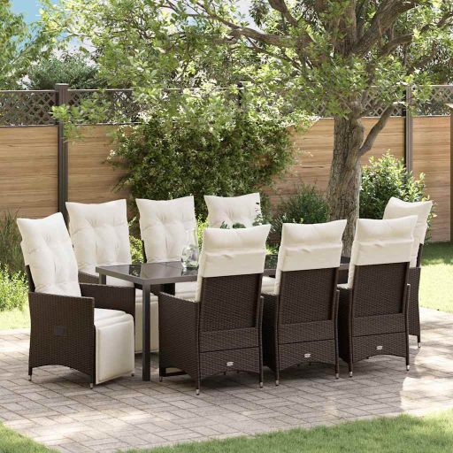 vidaXL Garten Essgruppe mit Kissen 3 pcs Schwarz Poly Rattan