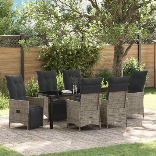 vidaXL Garten Essgruppe mit Kissen 3 pcs Schwarz Poly Rattan