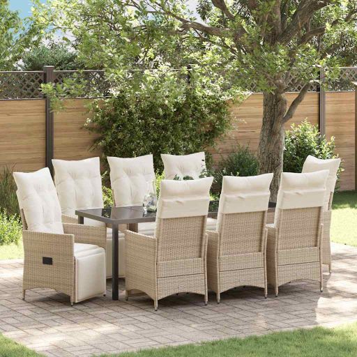 vidaXL Garten Essgruppe mit Kissen 3 pcs Schwarz Poly Rattan