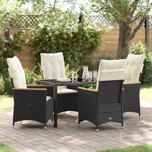 vidaXL Garten Essgruppe mit Kissen 3 pcs Schwarz Poly-Rattan