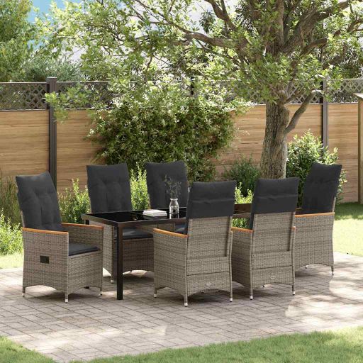 vidaXL Garten Essgruppe mit Kissen 3 pcs Grau Poly-Rattan
