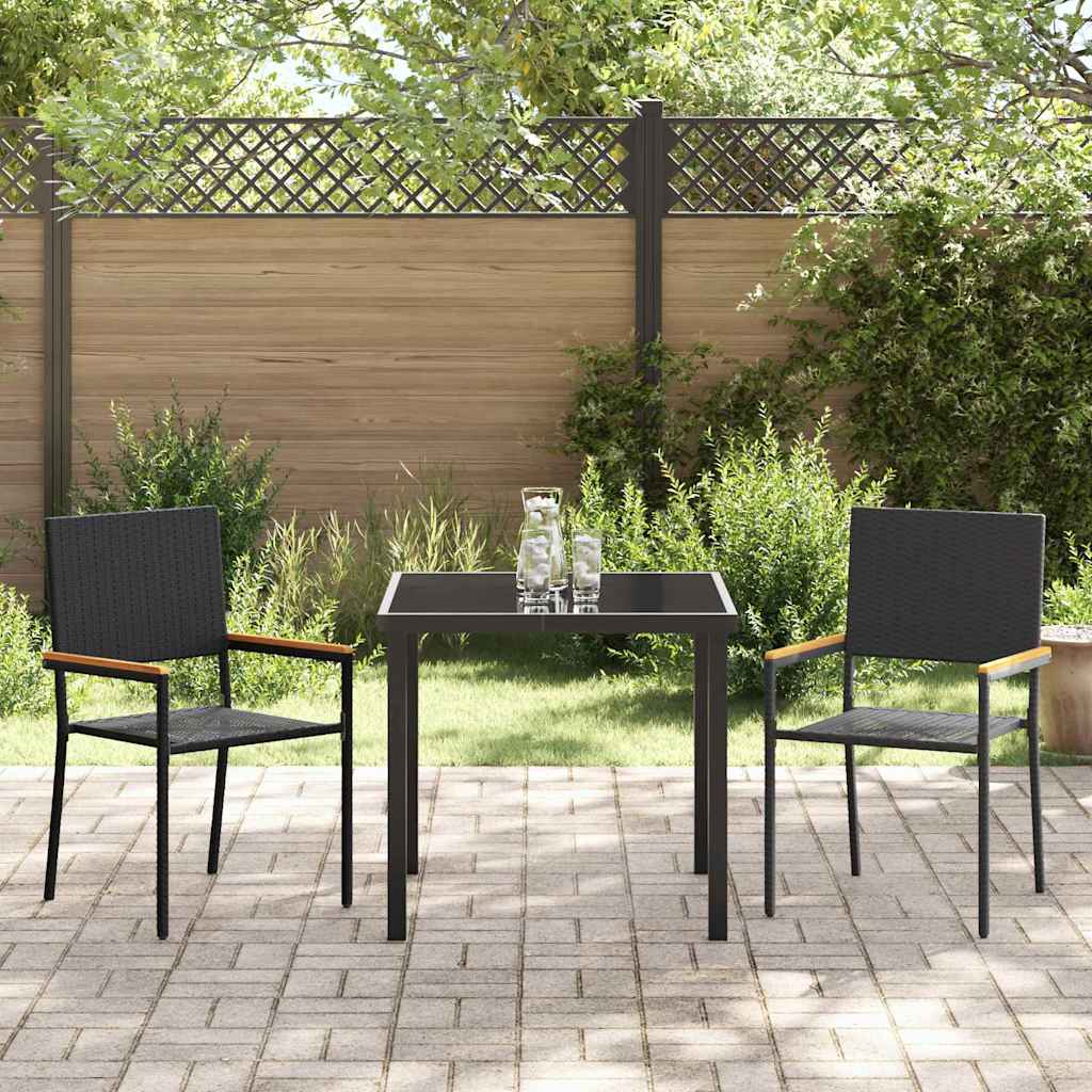 vidaXL Garten Essgruppe mit Kissen 3 pcs Schwarz Poly-Rattan