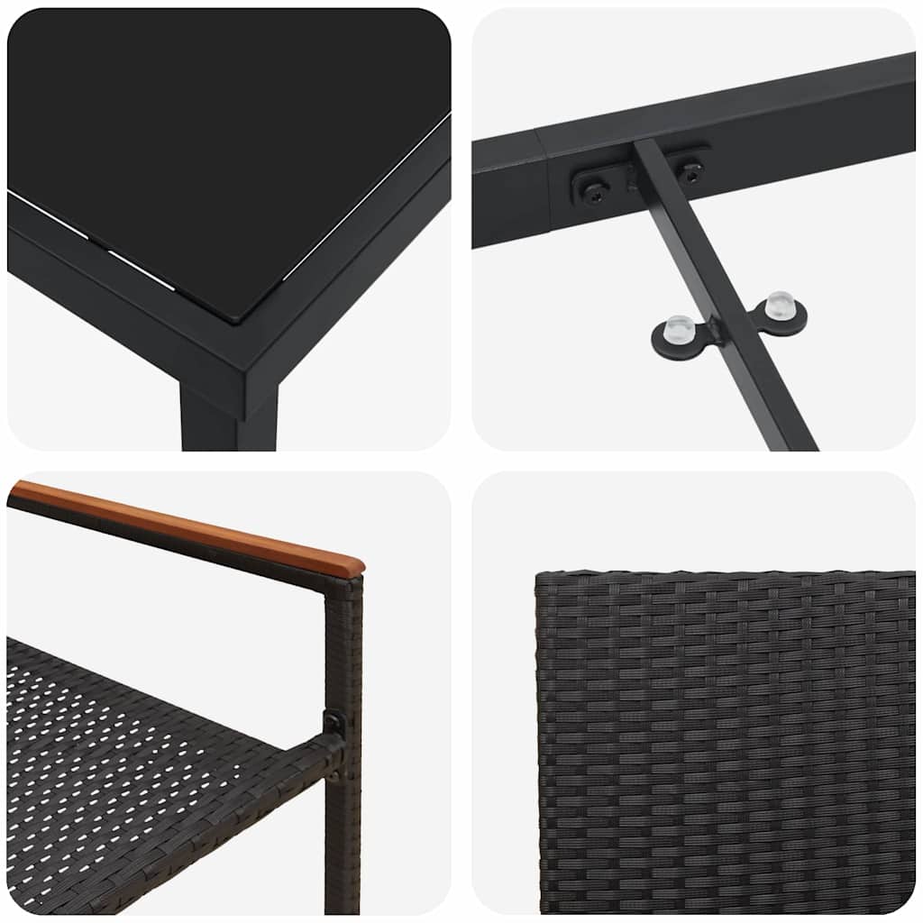 vidaXL Garten Essgruppe mit Kissen 3 pcs Schwarz Poly-Rattan