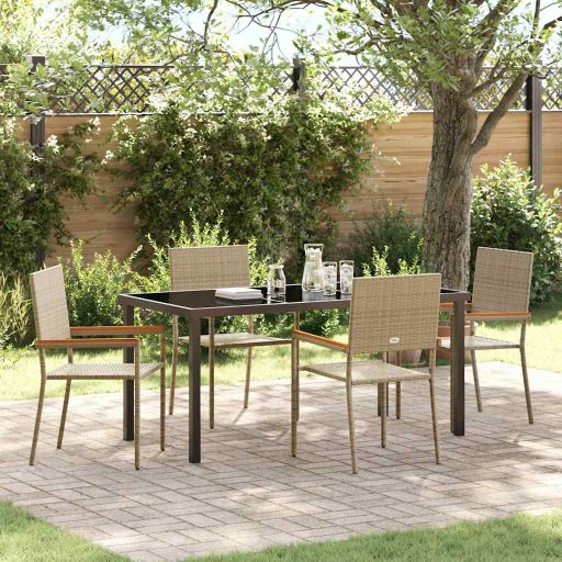 vidaXL Garten Essgruppe mit Kissen 3 pcs Schwarz Poly-Rattan